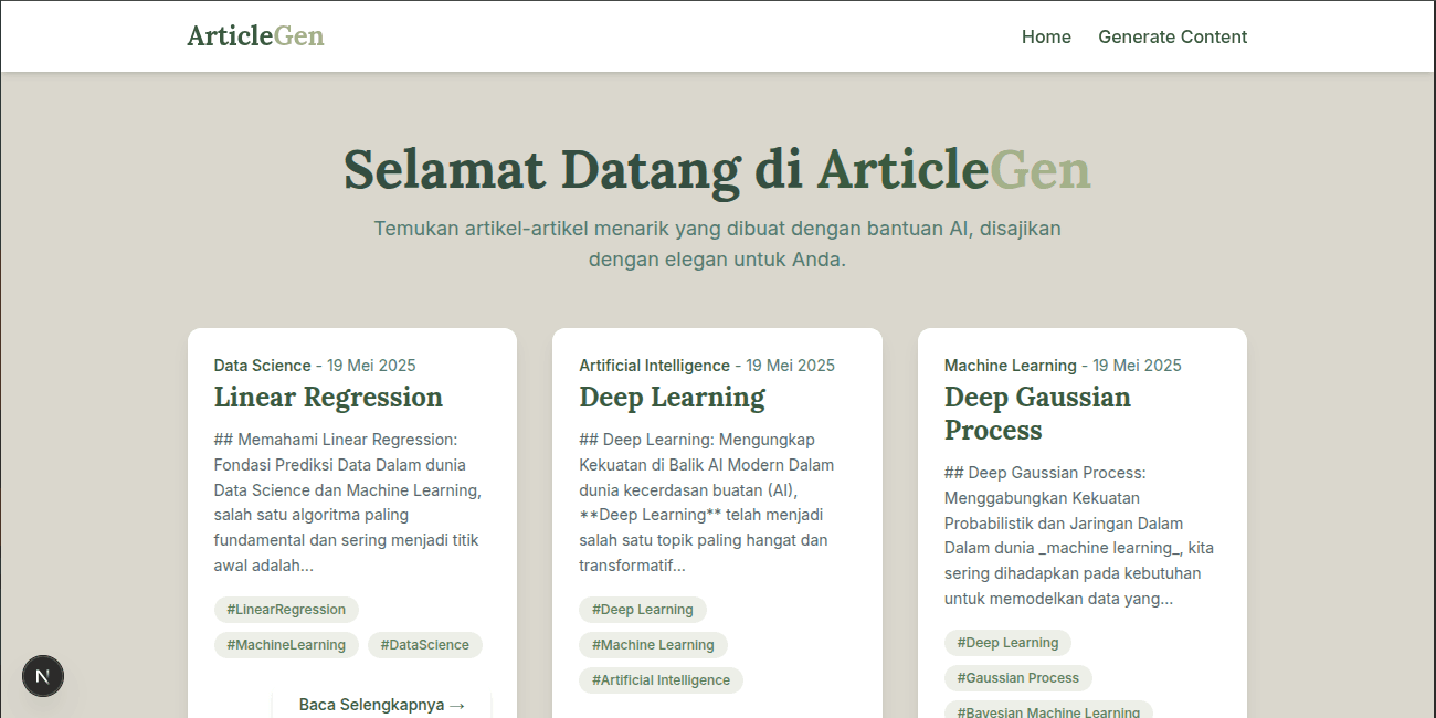 ArticleGen Platform Homepage