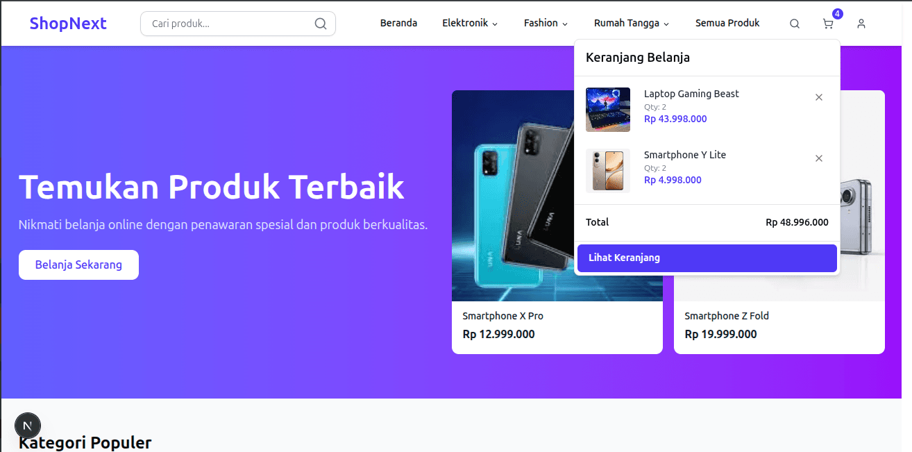 ShopNext E-commerce Platform - Homepage